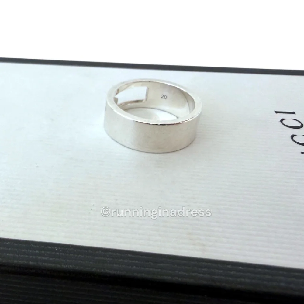 Authentic Gucci G Logo Cut-Out Ring Sterling Silver 925 Vintage Band Size 9